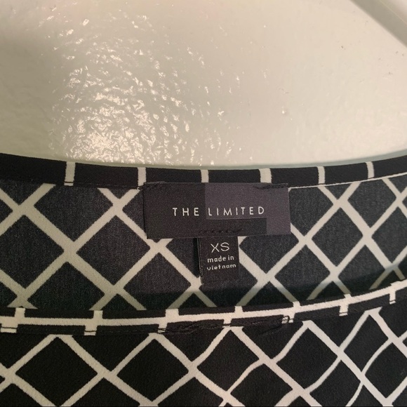 The Limited Boatneck Blouse Black White Checkered - Picture 6 of 9